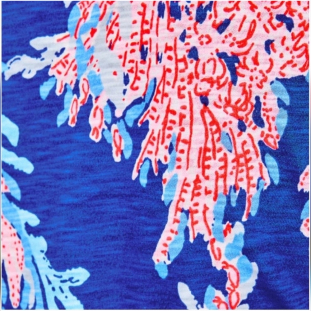 Lilly Pulitzer Etta V Neck In Borealis Blue Swim On Over - Picture 4 of 6
